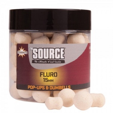 SOURCE WHITE FLUO POP UP 15mm DYNAMITE BAITS