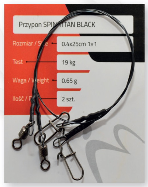 PRZYPON SPINNINGOWY TITAN 25cm 19kg 2szt MATCH PRO