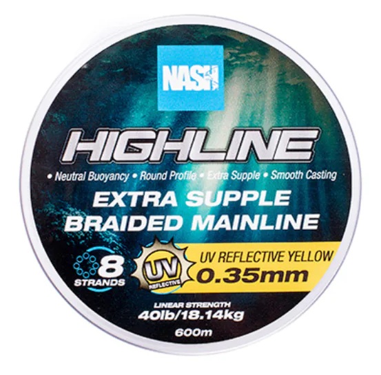 PLECIONKA NASH HIGHLINE BRAID UV YELLOW 0,35mm600m