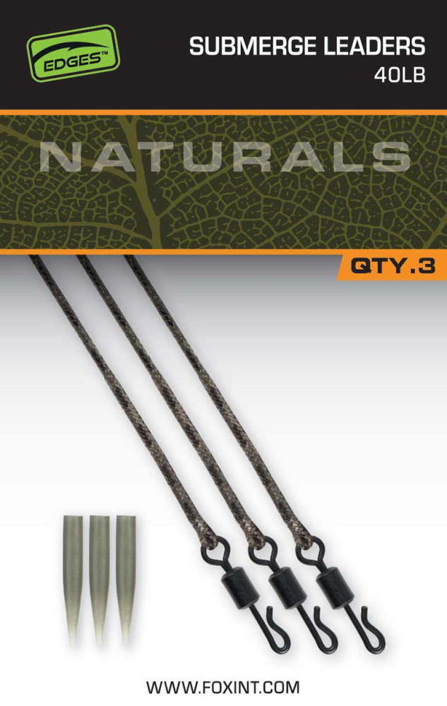 ZESTAW FOX NATURALS SUBMERGE LEADERS 40lb 3szt