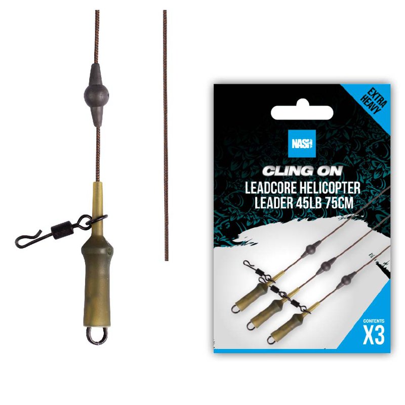 ZESTAW TIED LEADCORE HELICOPTER LEADER 45lb NASH