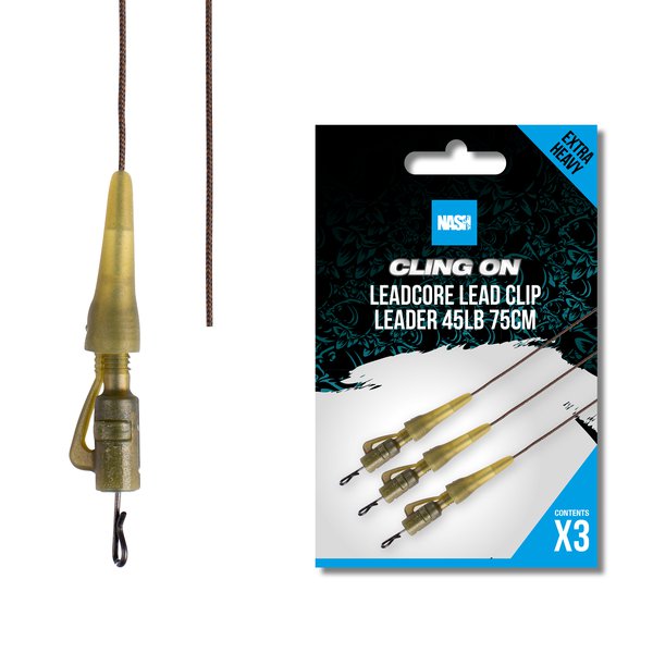 ZESTAW TIED LEADCORE LEAD CLIP LEADER 45lb NASH